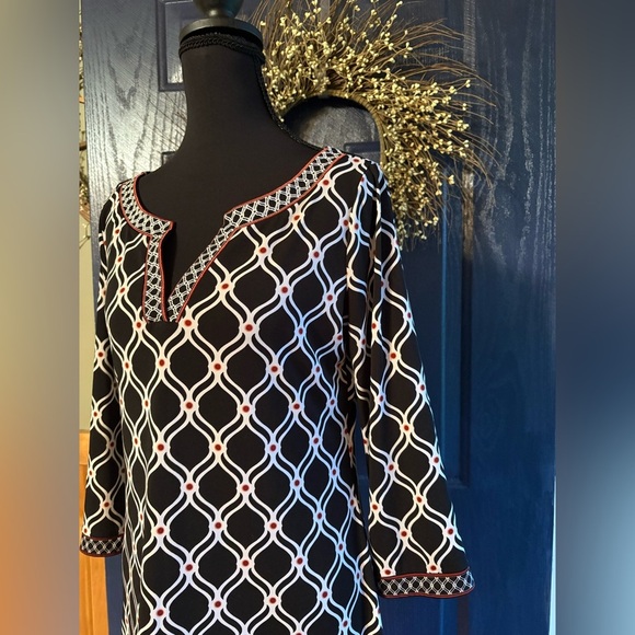White House Black Market Black and White Geometric Dress size Small - Picture 2 of 12